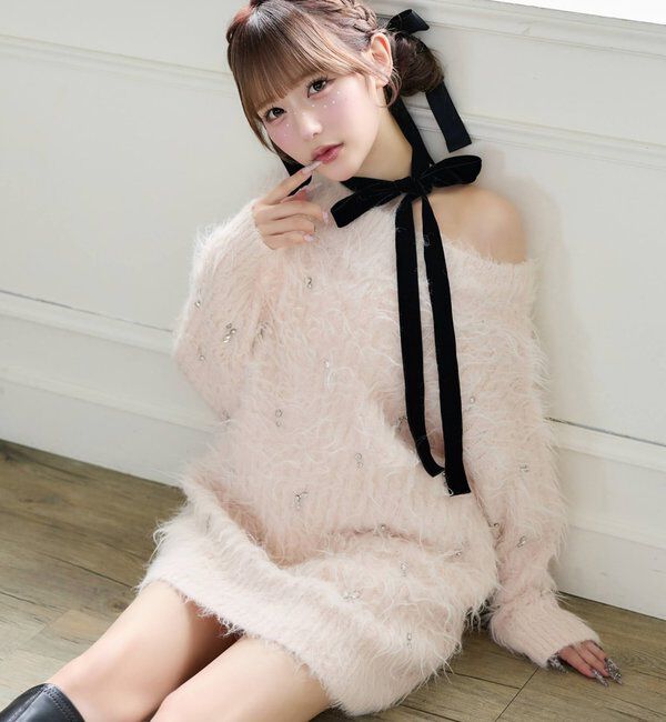  「【Premium order】ふわモテジュエルニットワンピ」|ワンピース|