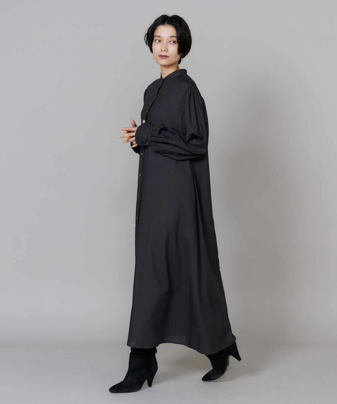 INED「バンドカラーシャツワンピース」|ワンピース|
