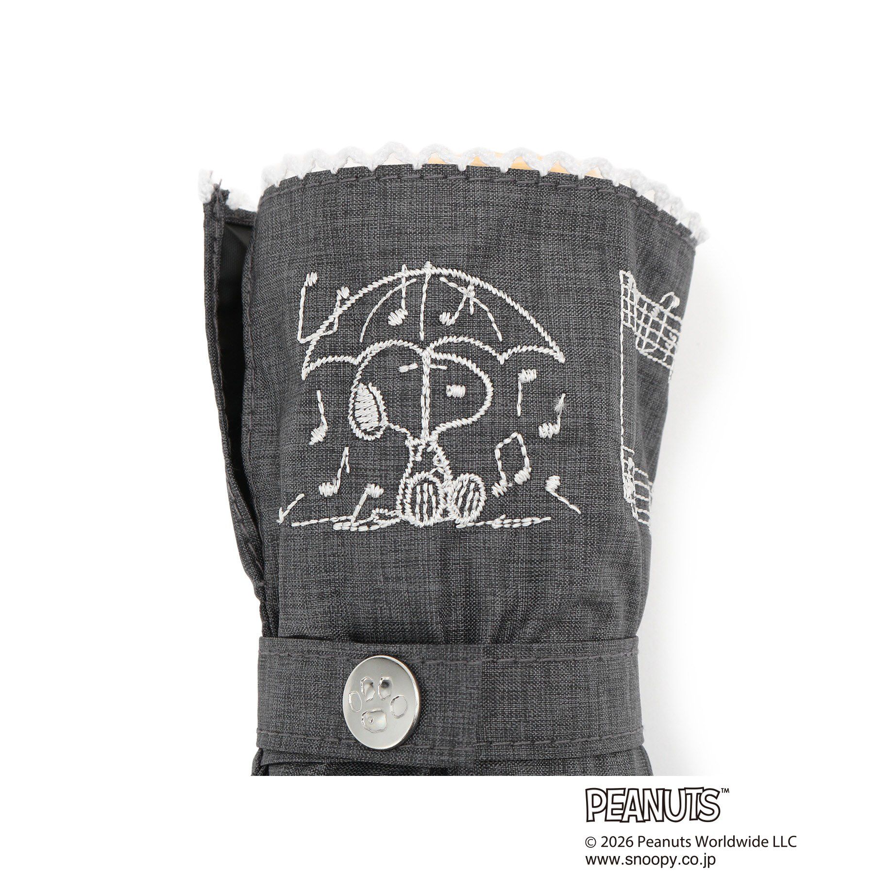 grove「スヌーピー刺繍シャンブレー折りたたみ傘」|傘|