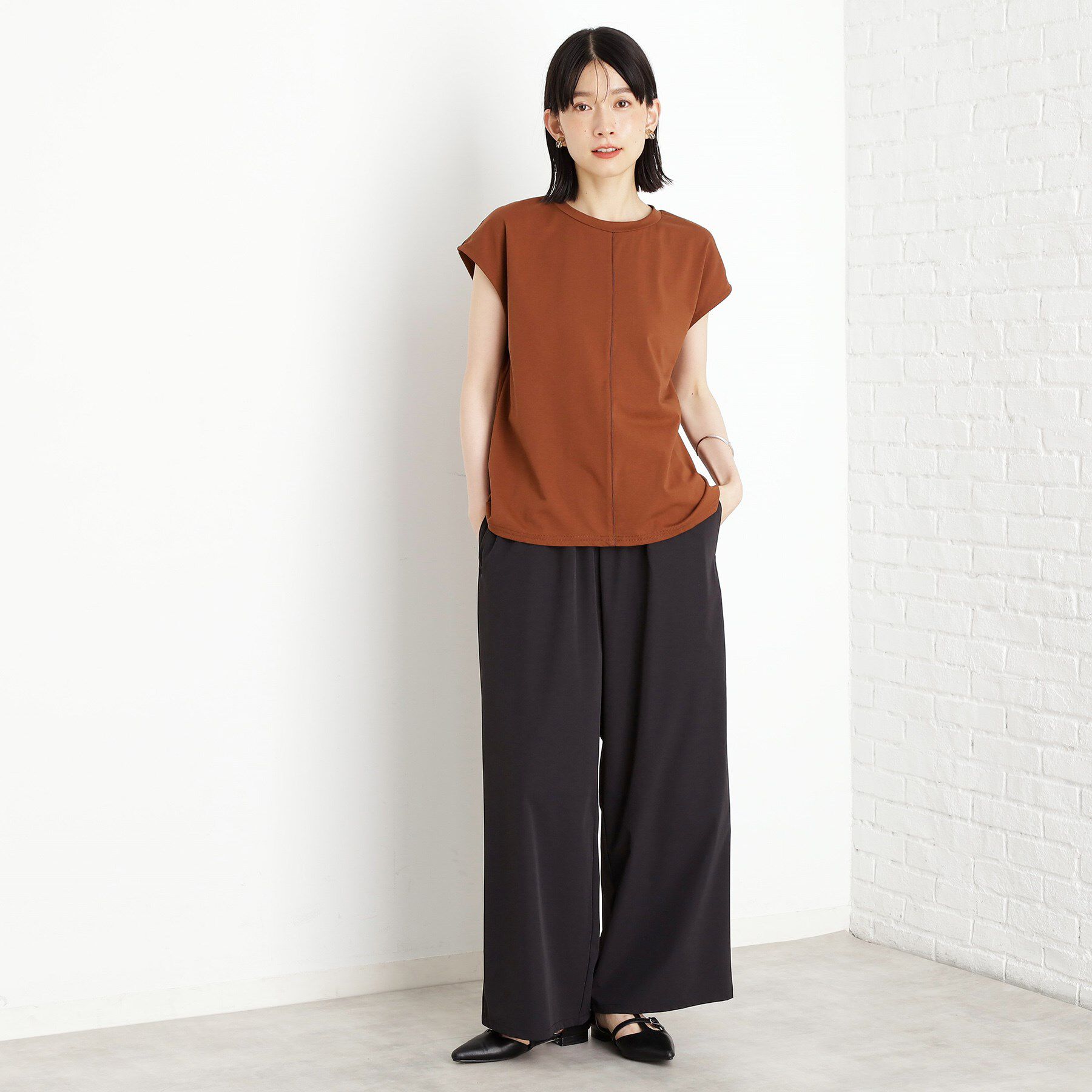 THE SHOP TK「合皮パイピングフレンチTシャツ【洗える】」|Tシャツ・カットソー|