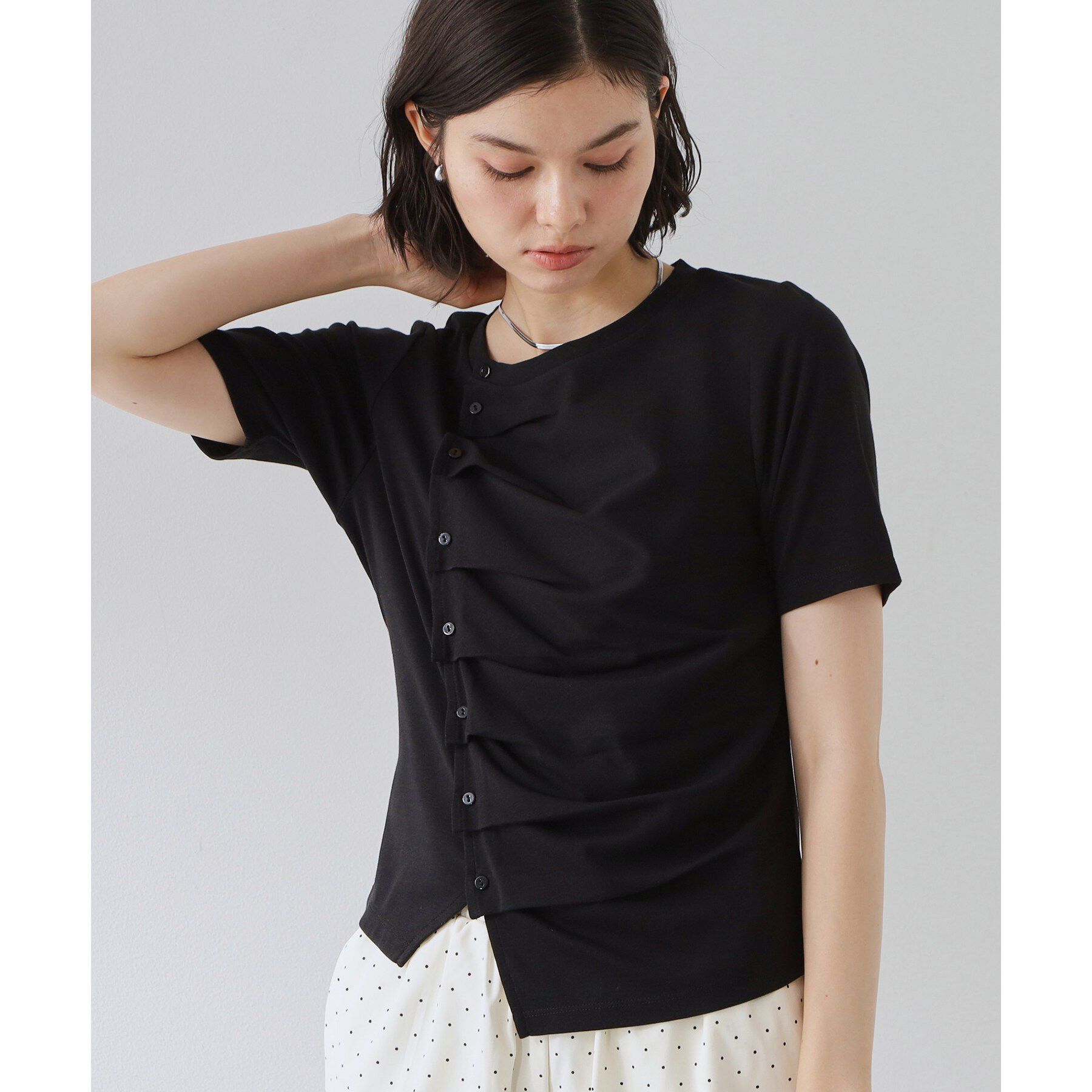 THE SHOP TK「フロントタックカットソー」|Tシャツ・カットソー|ブラック(019)