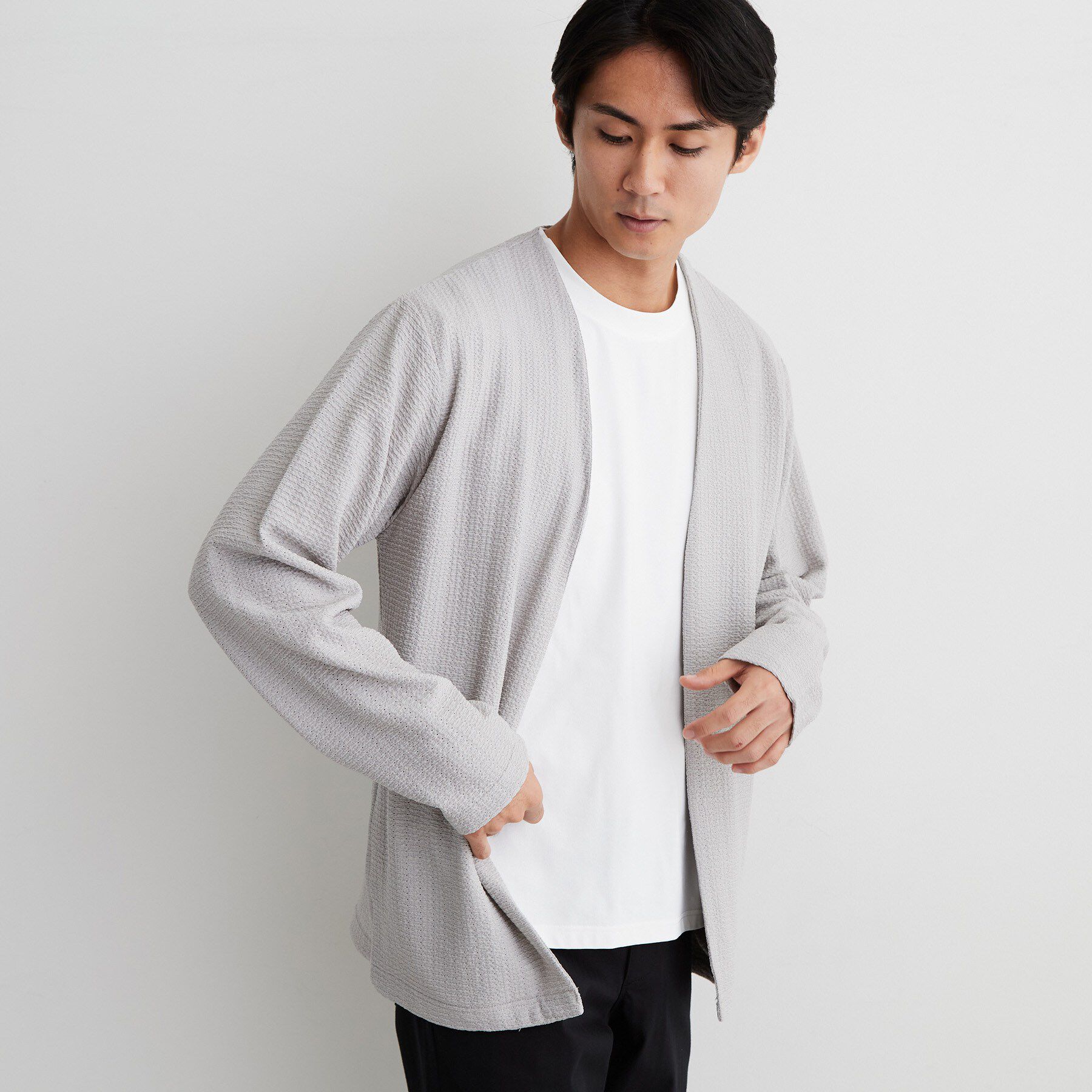 THE SHOP TK「【半袖Tシャツ付き／洗濯機OK】アンサンブル 長袖カーディガン」|カーディガン|