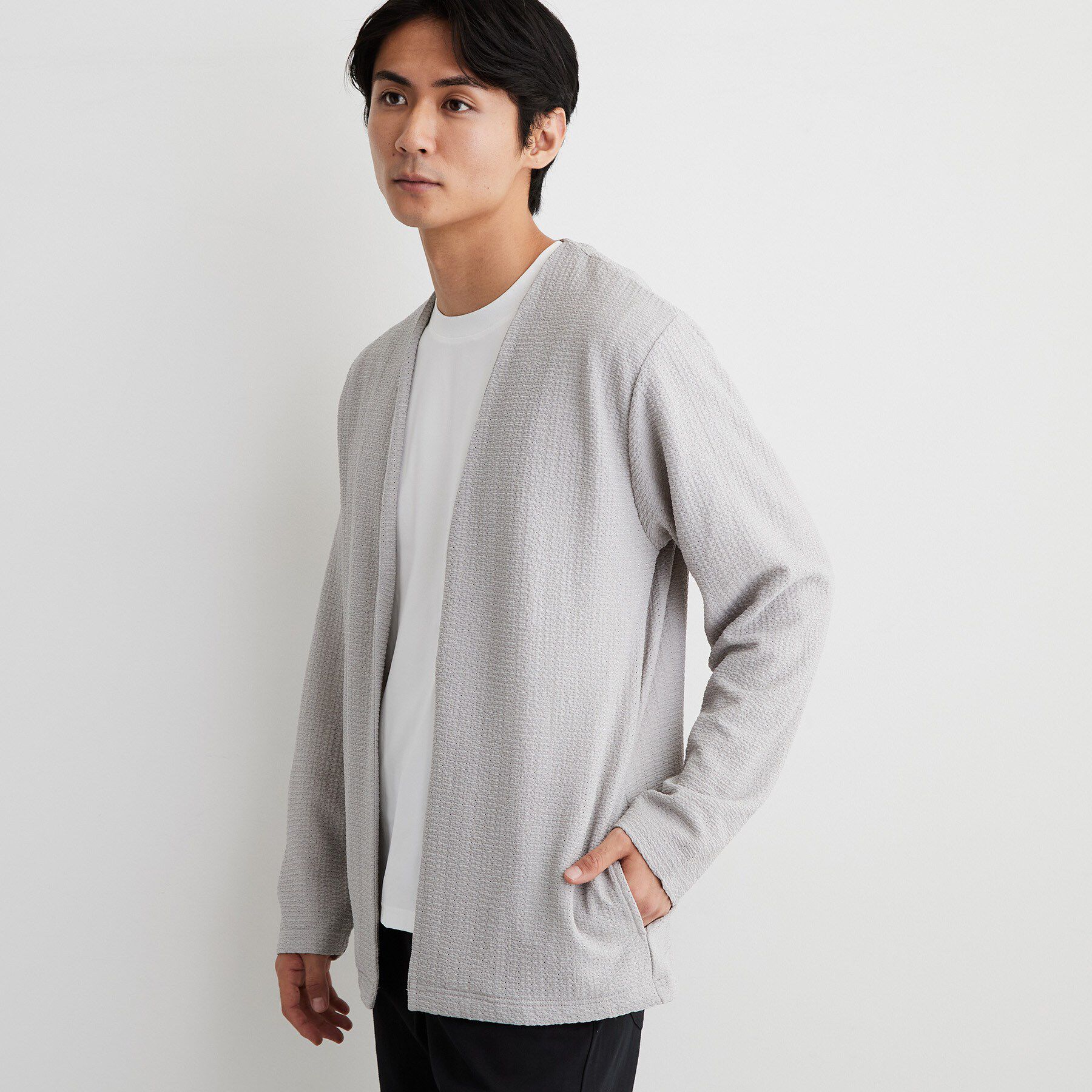 THE SHOP TK「【半袖Tシャツ付き／洗濯機OK】アンサンブル 長袖カーディガン」|カーディガン|