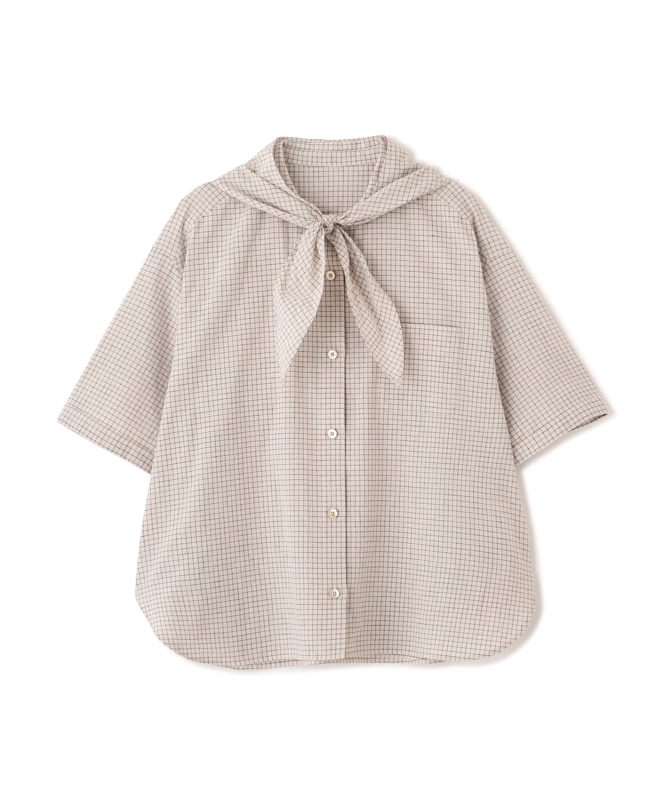  「麻混チェック三角巾シャツ」|シャツ・ブラウス|