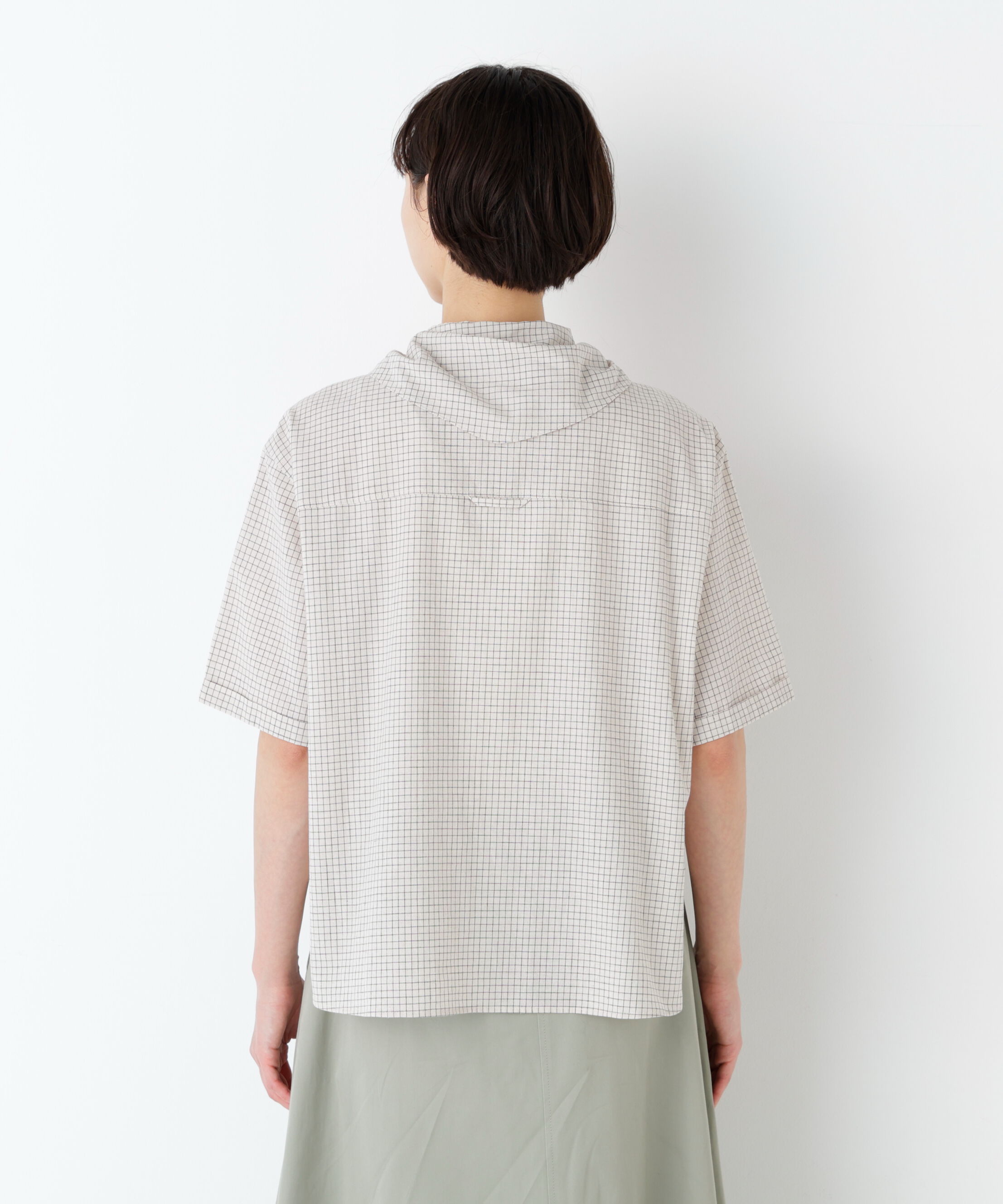  「麻混チェック三角巾シャツ」|シャツ・ブラウス|