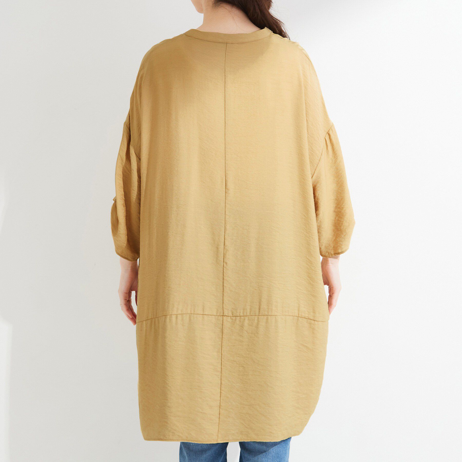 SHOO･LA･RUE「【S-LL/洗濯後しわになりにくい】ゆるっと体型カバー 7分袖コクーンチュニック」|ワンピース|
