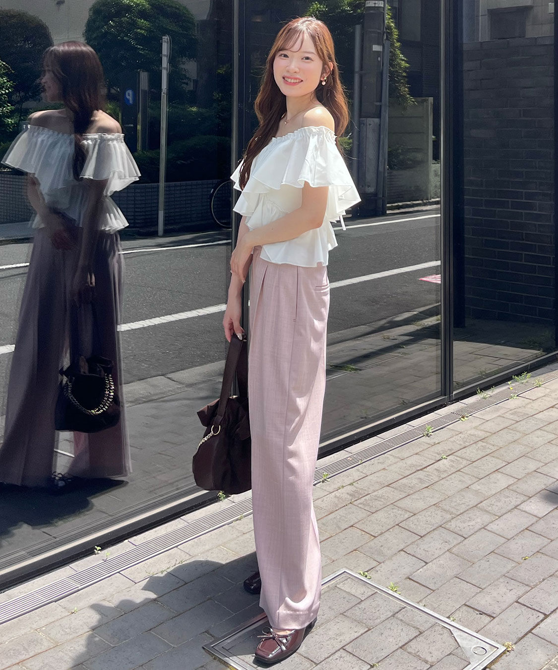 COCO DEAL「ヘリンボーンストレートスラックス」|スラックス|