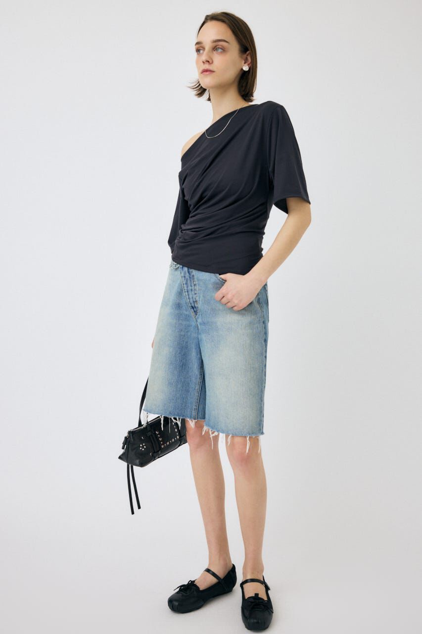 MOUSSY「CROSS WAIST ハーフパンツ」|デニム|
