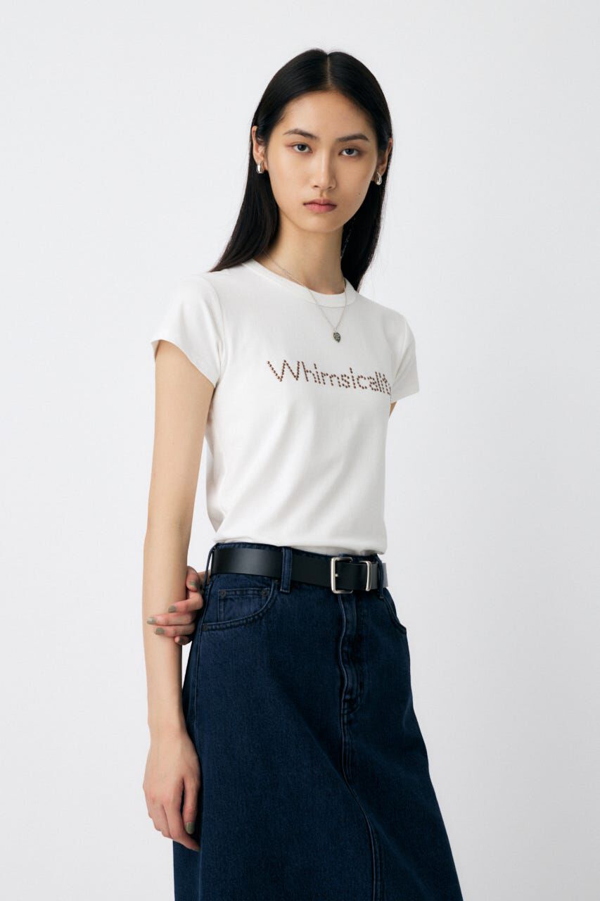MOUSSY「STUDS LOGO TEE」|Tシャツ・カットソー|O/WHT1