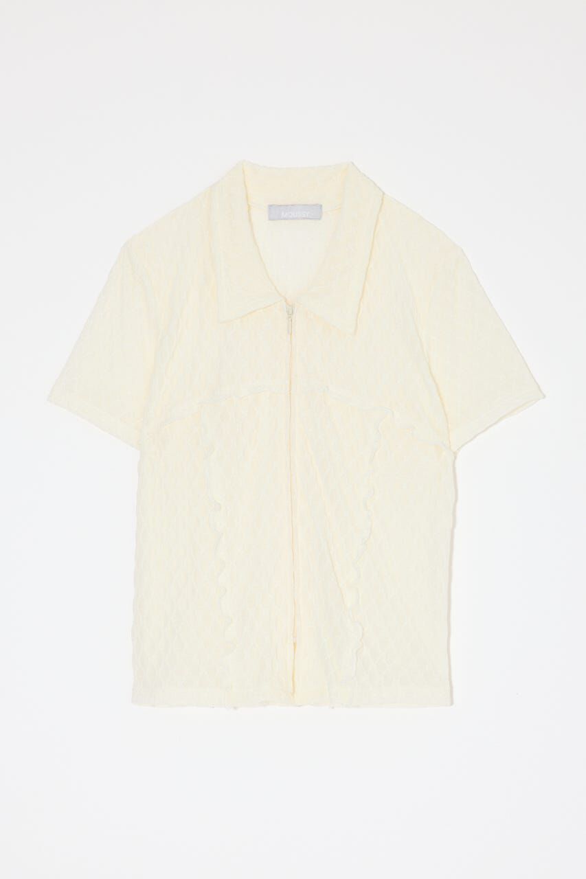 MOUSSY「LACY ZIP UP シャツ」|シャツ・ブラウス|O/WHT1