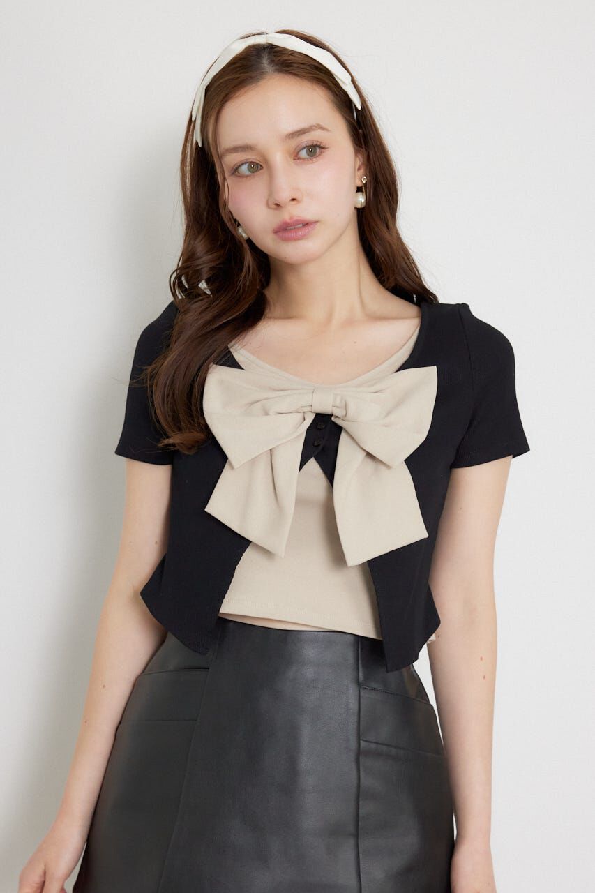 rienda「フロントリボンカットトップス」|Tシャツ・カットソー|