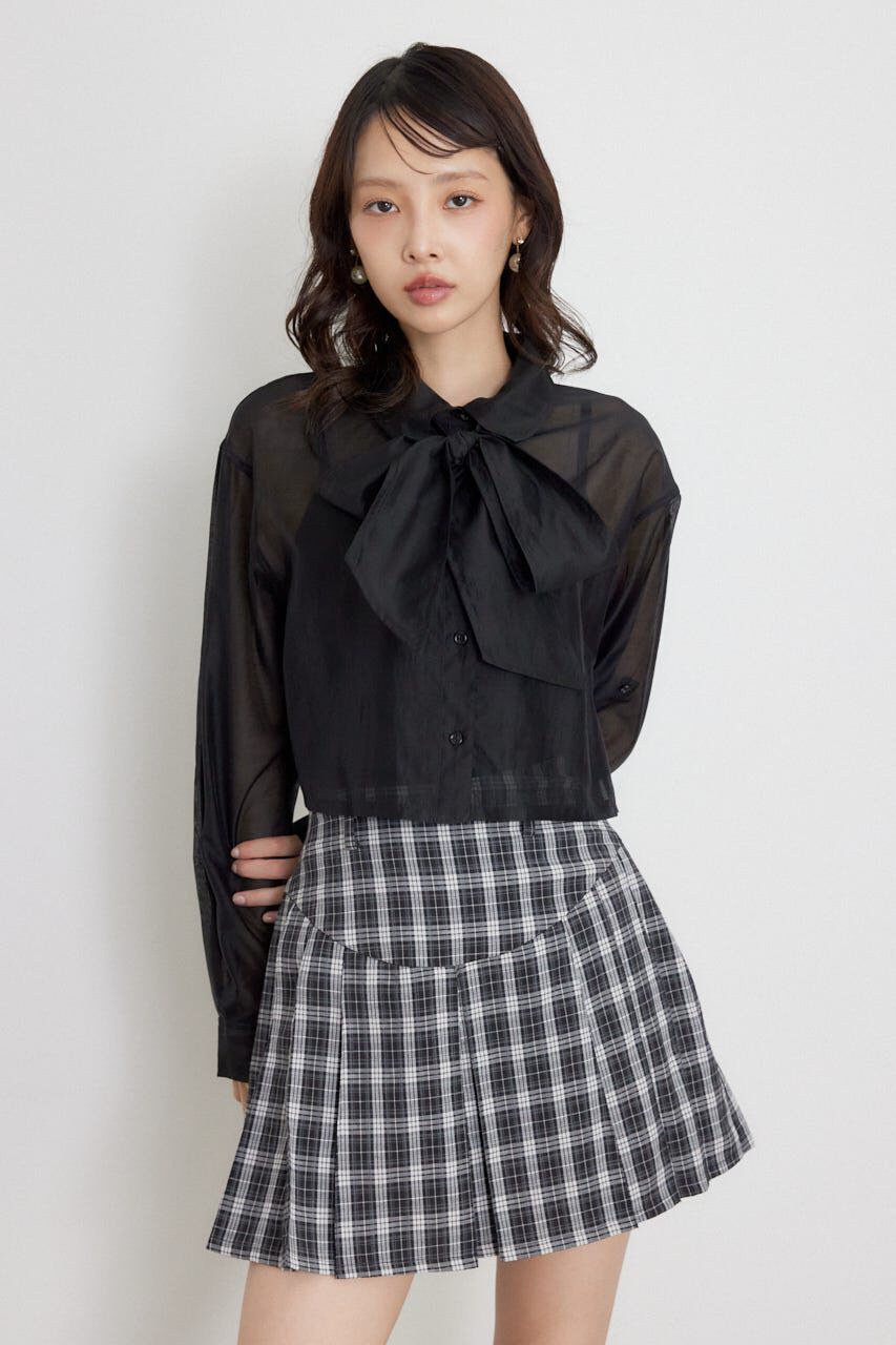 rienda「クロップドシアーシャツ」|シャツ・ブラウス|BLK