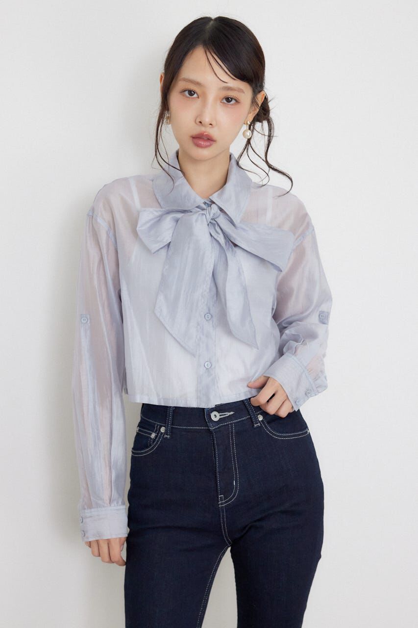 rienda「クロップドシアーシャツ」|シャツ・ブラウス|L/BLU1
