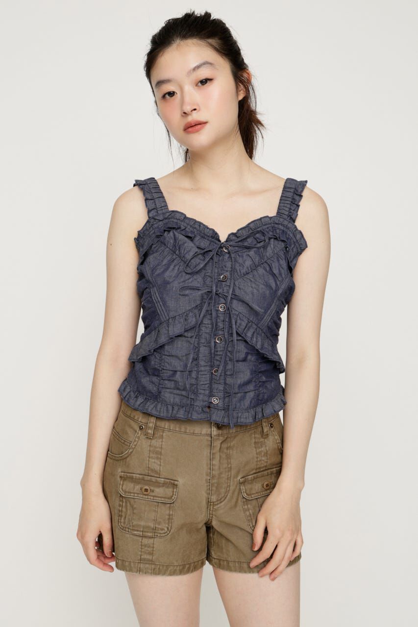 SLY「DUNGAREE SQUEEZE CAMI ブラウス」|キャミソール|BLU