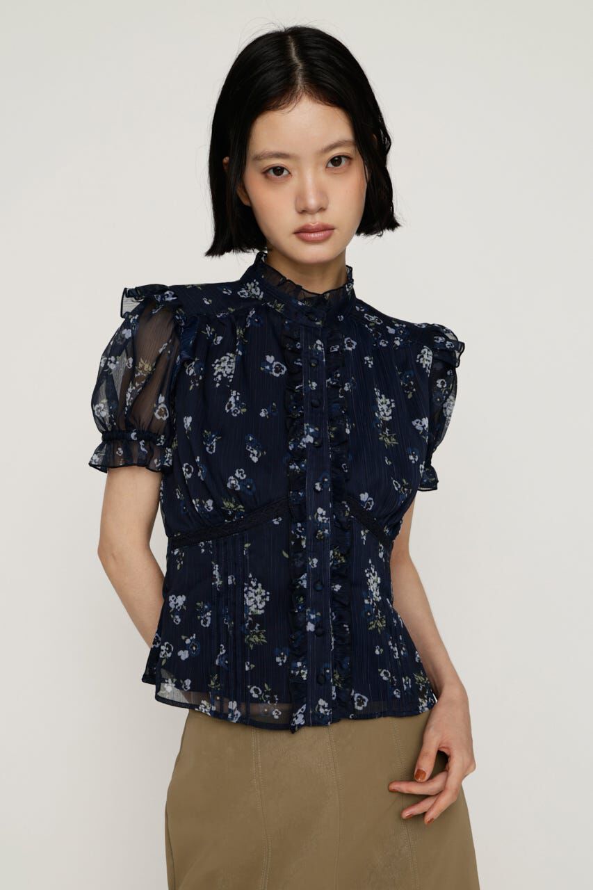 SLY「GATHER FRILL H／N PUFF ブラウス」|シャツ・ブラウス|M/NVY7