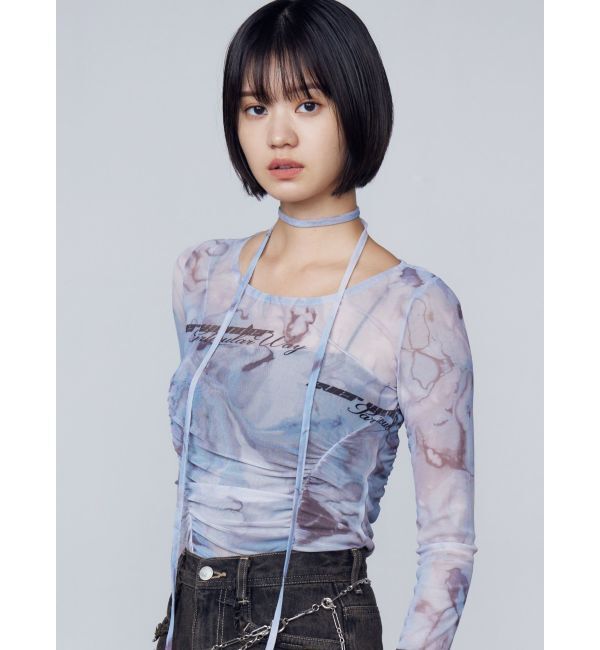 EMODA「チョーカーリボンシアートップ」|Tシャツ・カットソー|ブルー