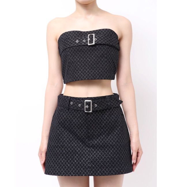 GYDA「Glitter print beltブラウス」|シャツ・ブラウス|