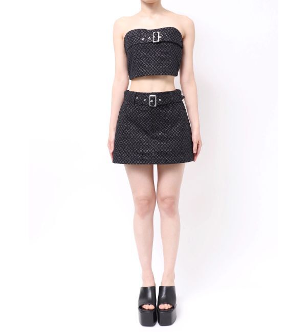 GYDA「Glitter print beltブラウス」|シャツ・ブラウス|