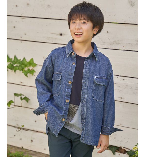 ikka kids「【親子コーデ】フェイクスエード／デニムシャウター（110~160cm）」|シャツ・ブラウス|