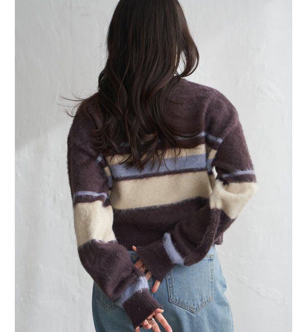 VENCE share style「ボーダークロッップドプルオーバー」|ニット・セーター|