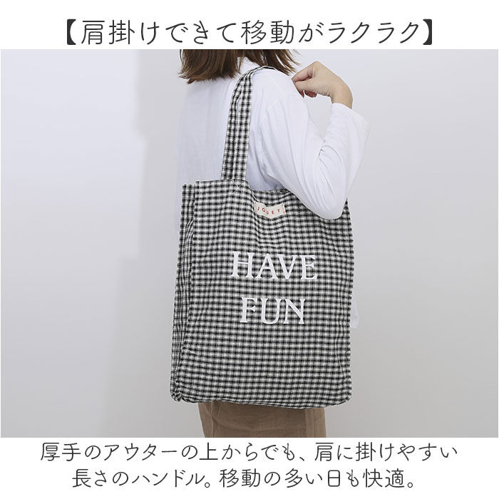 BACKYARD FAMILY「トートバッグ レディース 大きめ 通販 JOUET ジョエット チェック地トート ロゴ入り バッグ」|トートバッグ|