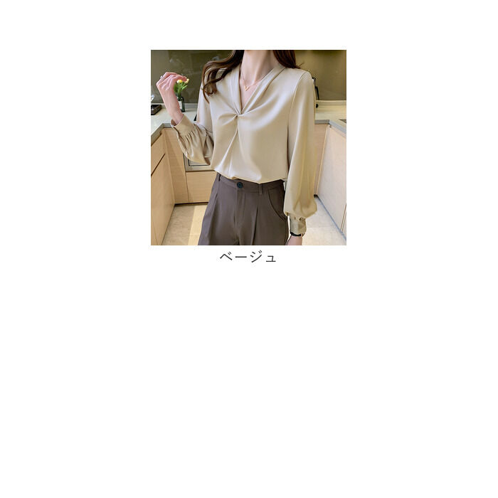 BACKYARD FAMILY「シャツブラウス レディース 長袖 通販 ワイシャツ オフィスブラウス Vネックブラウス」|シャツ・ブラウス|