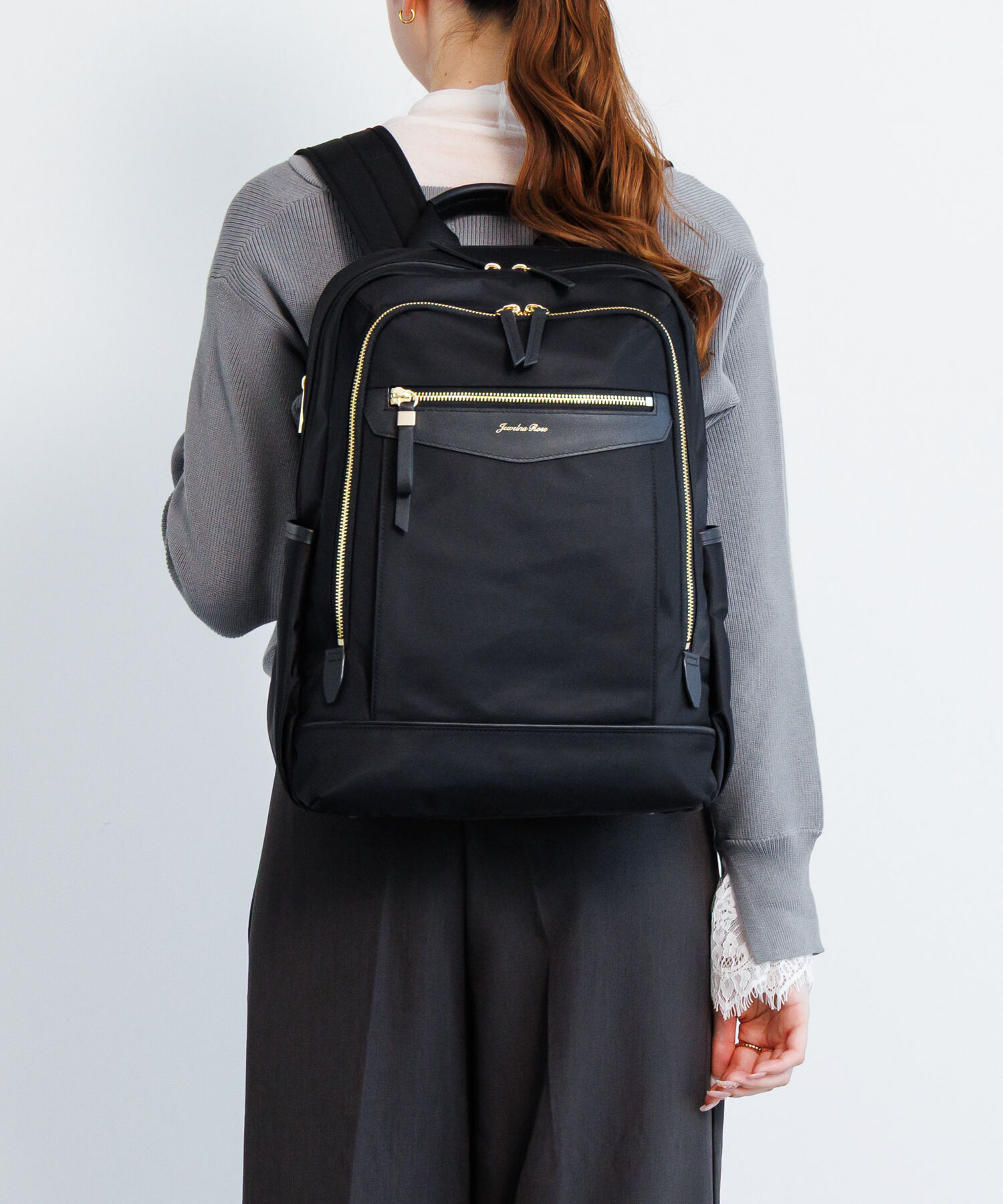  「Jewelna Rose/ジュエルナローズ リラ リュックサック  A4サイズ 14インチ収納 背面メッシュ 16362 バッグ」|リュック|ブラック