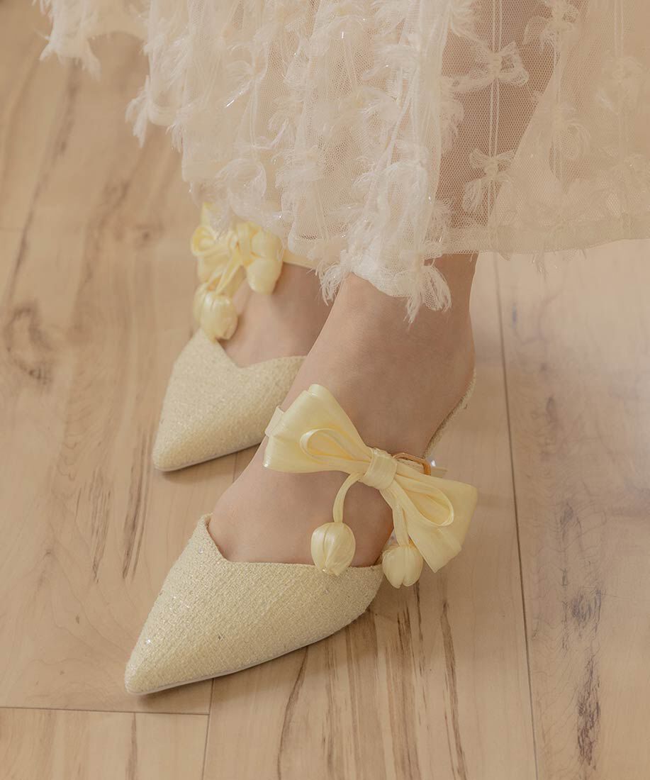  「【Tulip Collection】2WAY チューリップリボンミュールパンプス」|パンプス|