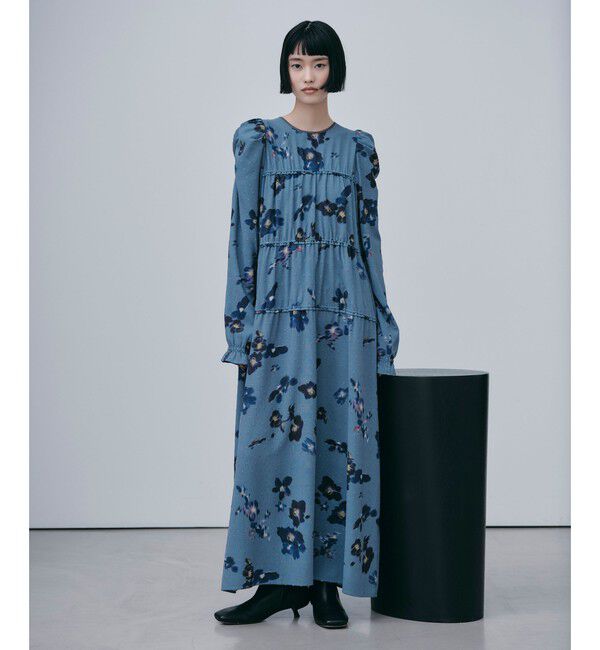 EMMEL REFINES「＜EMMEL REFINES＞EM カットドビー プリント ティアード ワンピース」|ワンピース|
