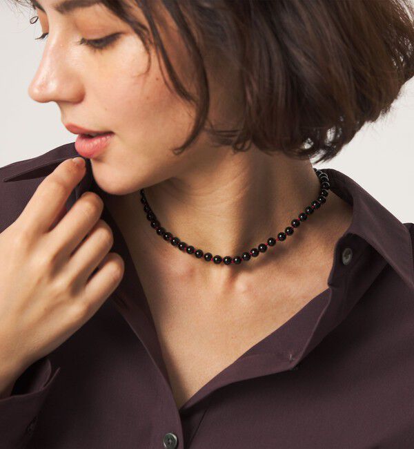 UNITED ARROWS green label relaxing「＜EO＞ラウンドストーン ネックレス」|ネックレス|BLACK