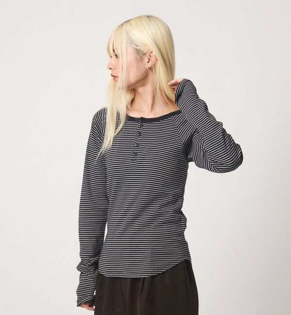 BEAUTY&YOUTH UNITED ARROWS「【別注】＜Healthknit＞ボーダー ヘンリーネック プルオーバー」|Tシャツ・カットソー|