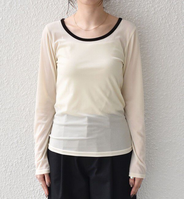 SHIPS Colors 「〈手洗い可能〉シアー ポリエステル ベロア 配色 トップス◇」|Tシャツ・カットソー|