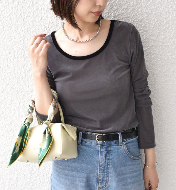 SHIPS Colors 「〈手洗い可能〉シアー ポリエステル ベロア 配色 トップス◇」|Tシャツ・カットソー|