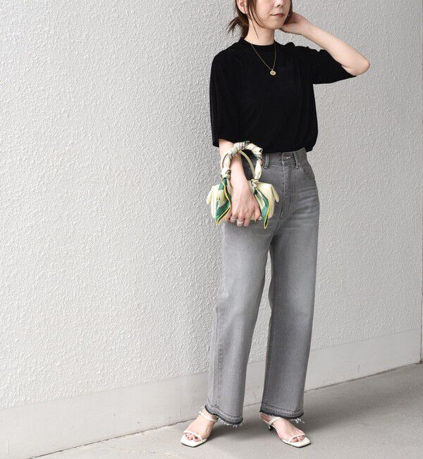 SHIPS Colors 「SHIPS Colors:〈手洗い可能〉シアー ポリエステル ベロア 5分袖 トップス◇」|Tシャツ・カットソー|