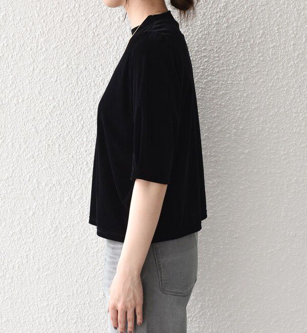 SHIPS Colors 「SHIPS Colors:〈手洗い可能〉シアー ポリエステル ベロア 5分袖 トップス◇」|Tシャツ・カットソー|