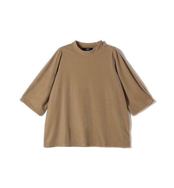 SHIPS Colors 「SHIPS Colors:〈手洗い可能〉シアー ポリエステル ベロア 5分袖 トップス◇」|Tシャツ・カットソー|
