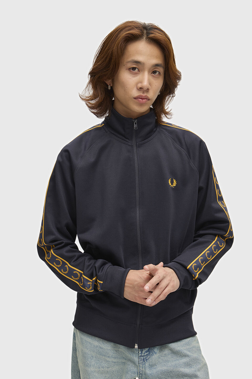 FRED PERRY 「FRED PERRY／Contrast Tape Track Jacket／フレッドペリー コントラストテープトラックジャケット」|ブルゾン・スタジャン|NAVY
