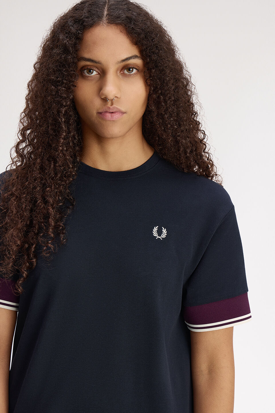 FRED PERRY 「Contrast Cuff Pique T-Shirt Dress／コントラストカフ鹿の子Tシャツワンピース」|ワンピース|
