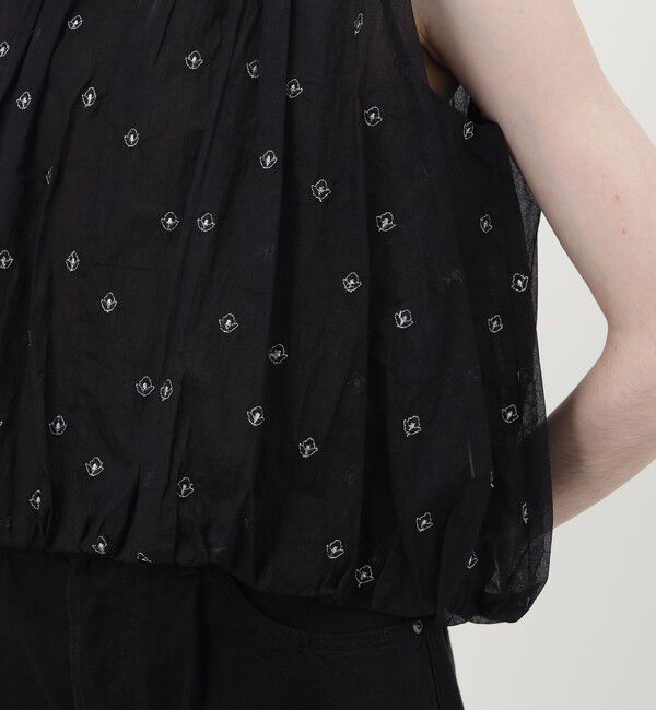 別注】ne Quittez pas BLACK DOUBLE ORGANZA ノースリーブ トップス