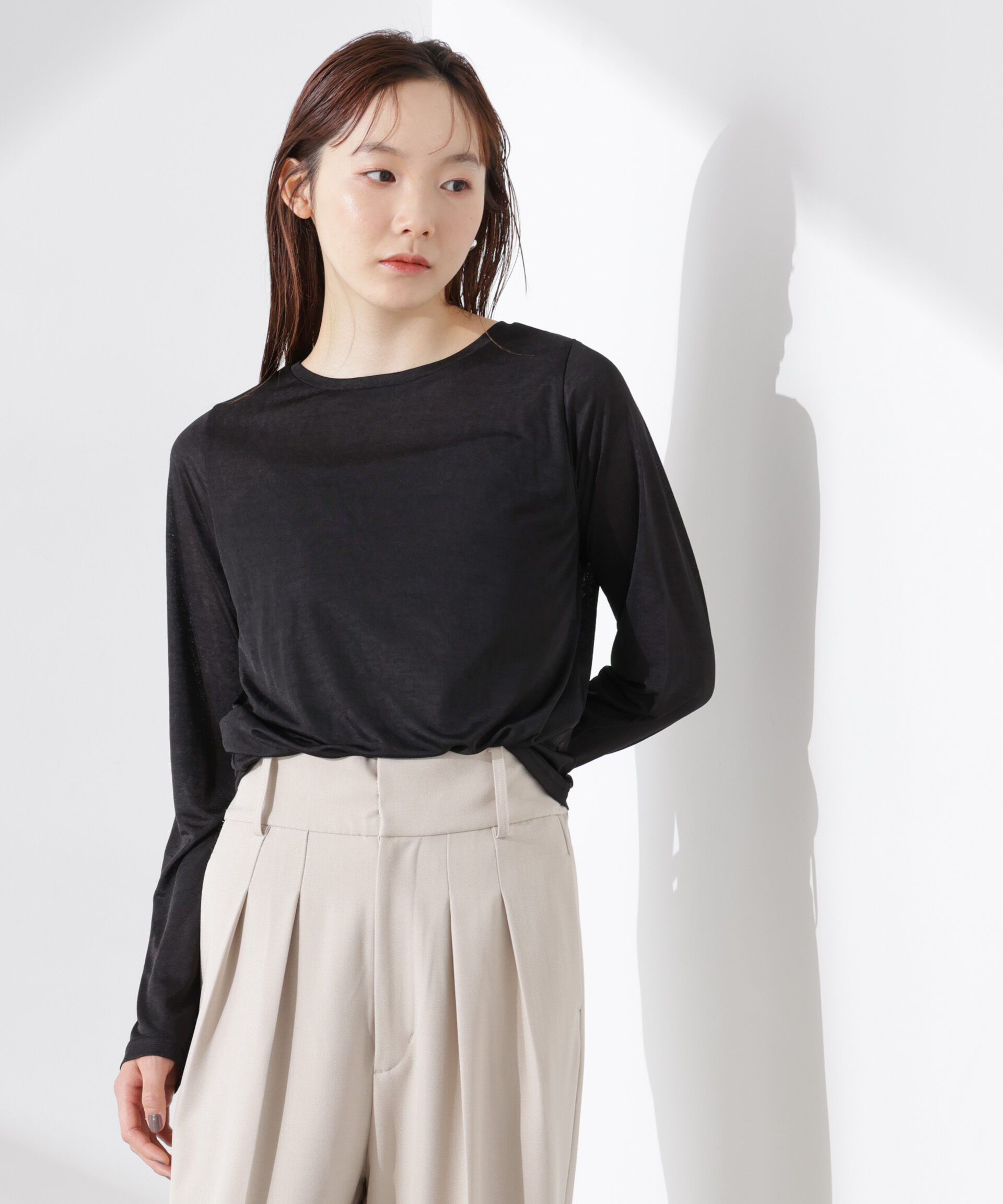 NANO universe「前後2wayフロントシャーリングトップス」|Tシャツ・カットソー|