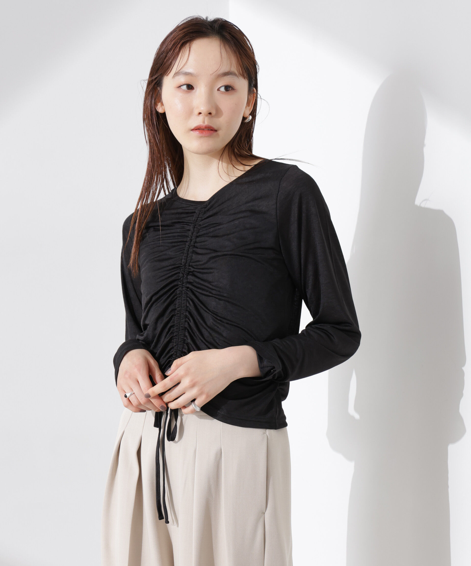 NANO universe「前後2wayフロントシャーリングトップス」|Tシャツ・カットソー|