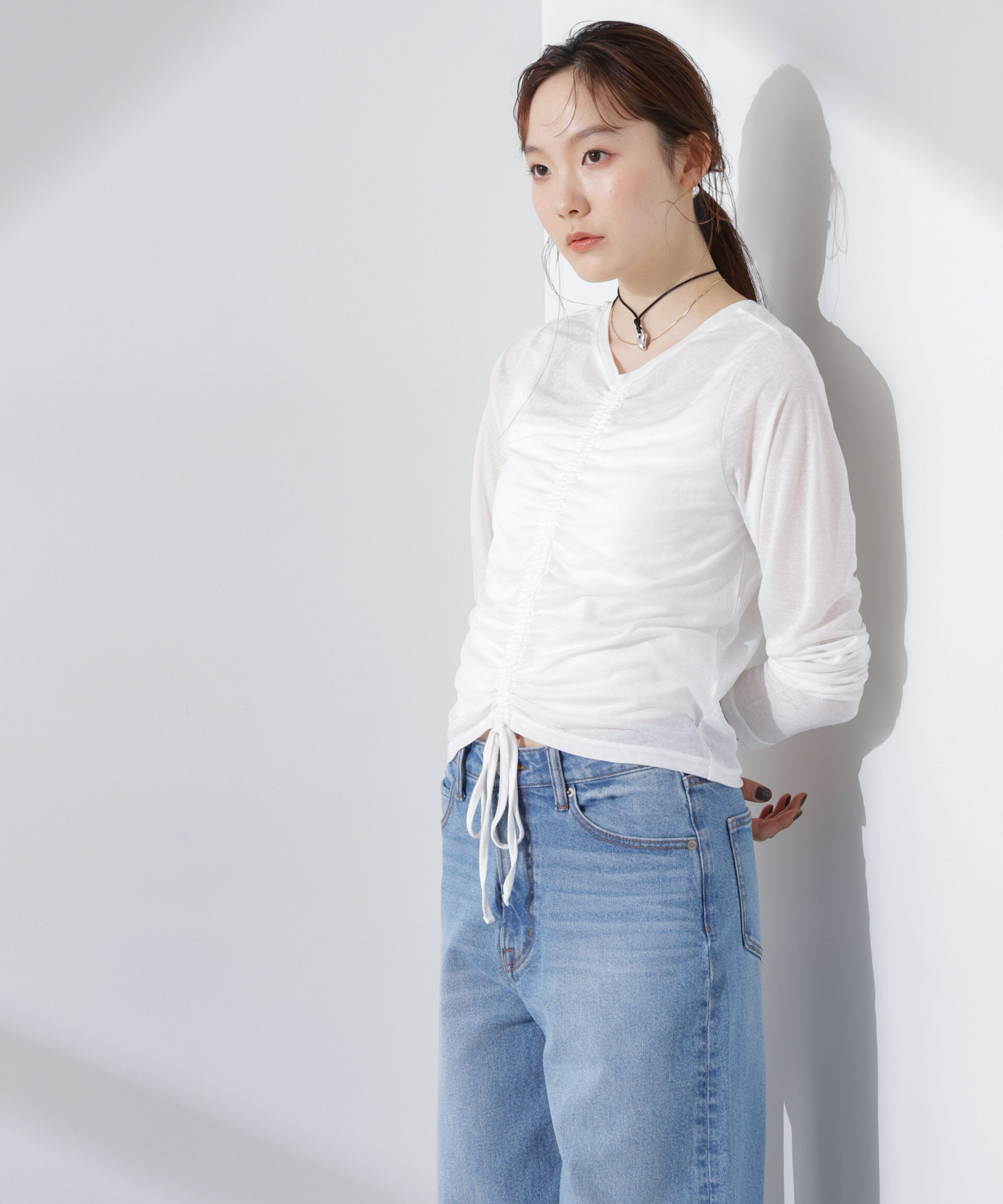 NANO universe「前後2wayフロントシャーリングトップス」|Tシャツ・カットソー|