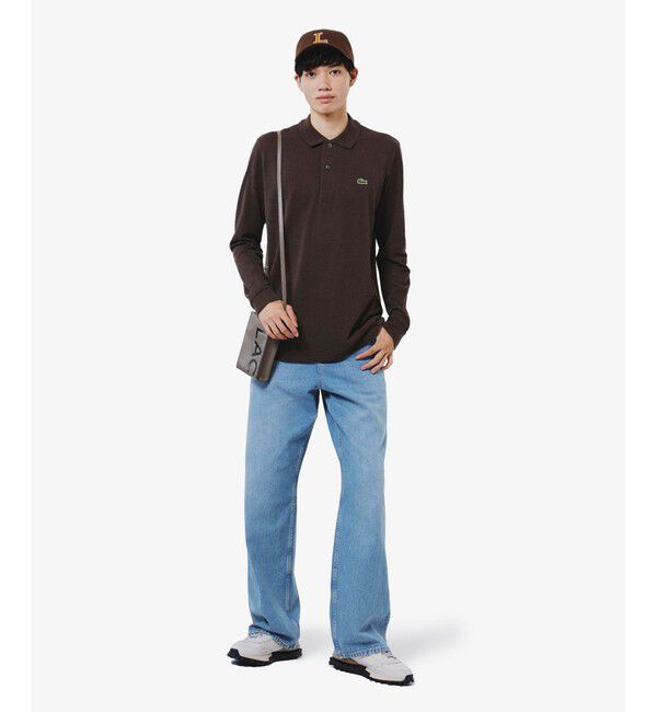 LACOSTE「長袖 リブ メランジカラ-ポロシャツ L1313 （杢・長袖)」|ポロシャツ|