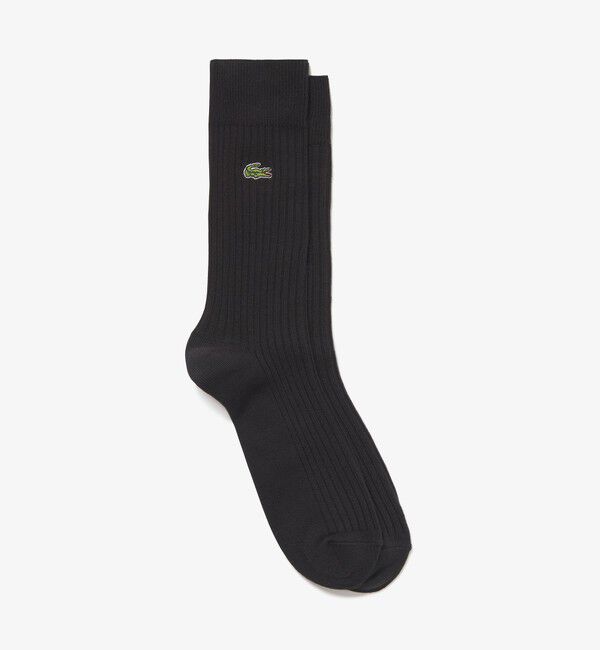 LACOSTE「クロックエンブレム3&times;2リブニットソックス」|ソックス|ブラック