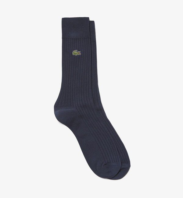LACOSTE「クロックエンブレム3&times;2リブニットソックス」|ソックス|ネイビー