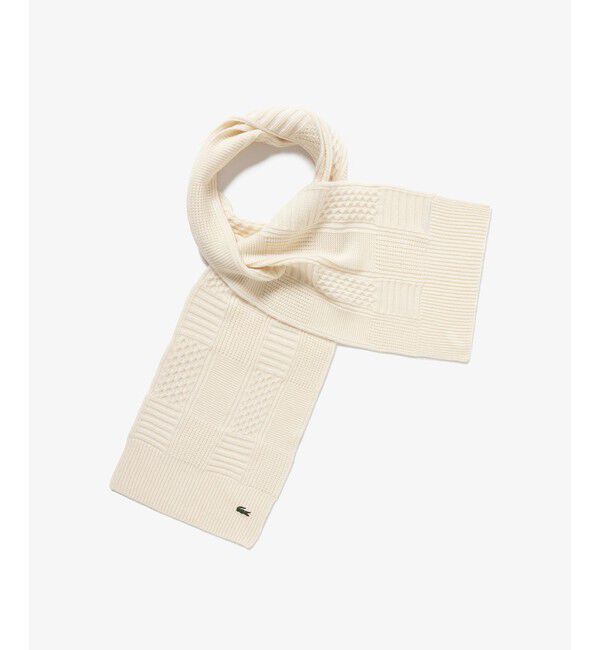 LACOSTE「アラン柄ブレンドウールニットマフラー」|マフラー|