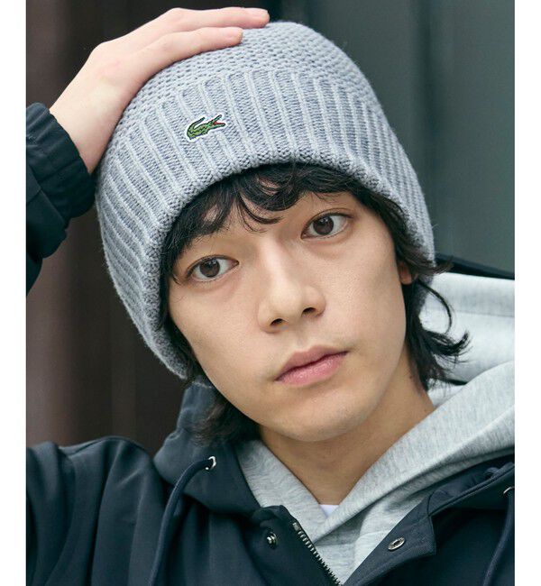 LACOSTE「ワンポイントウールニットキャップ」|ニット帽|