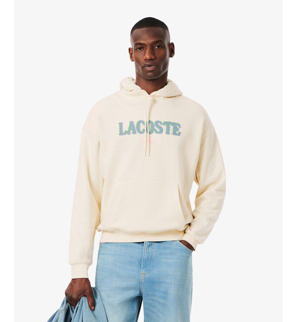 LACOSTE「シャギーブランドネームロゴスウェットフーディー」|パーカー|オフホワイト