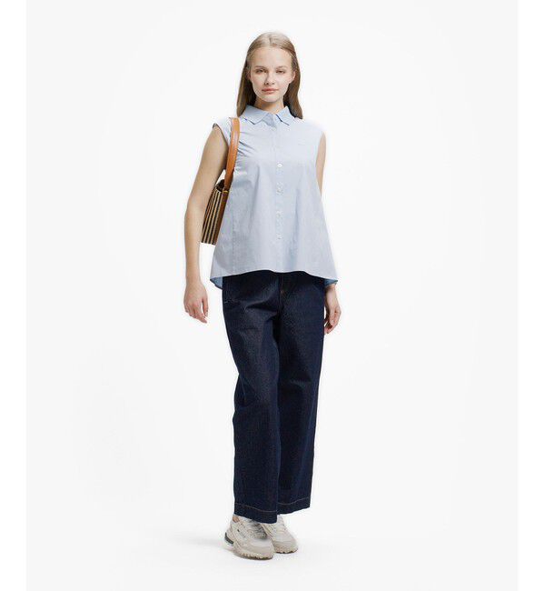 LACOSTE「ノースリーブAラインシャツ / ブルーストライプ オフホワイト ライトブルー」|シャツ・ブラウス|