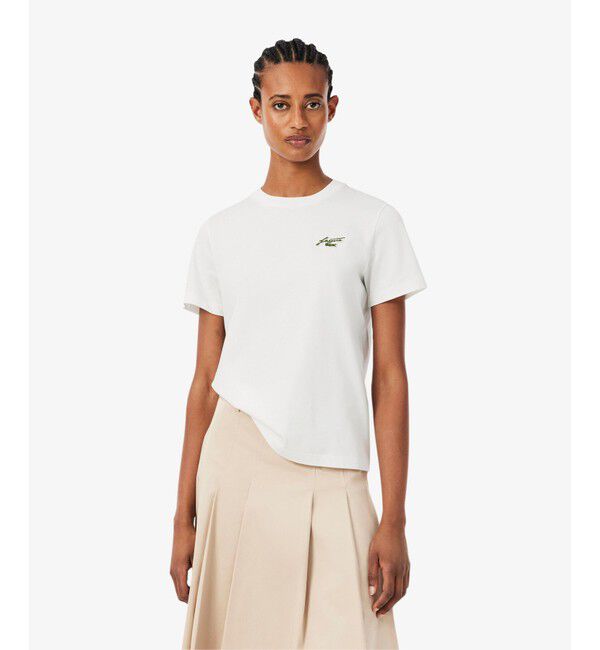 LACOSTE「スクリプトロゴネームパッチエッセンシャルTシャツ」|Tシャツ・カットソー|オフホワイト